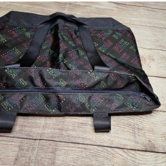 Victoria's secret PINK black rainbow ombre large weekender tote bag - Picture 5 of 9